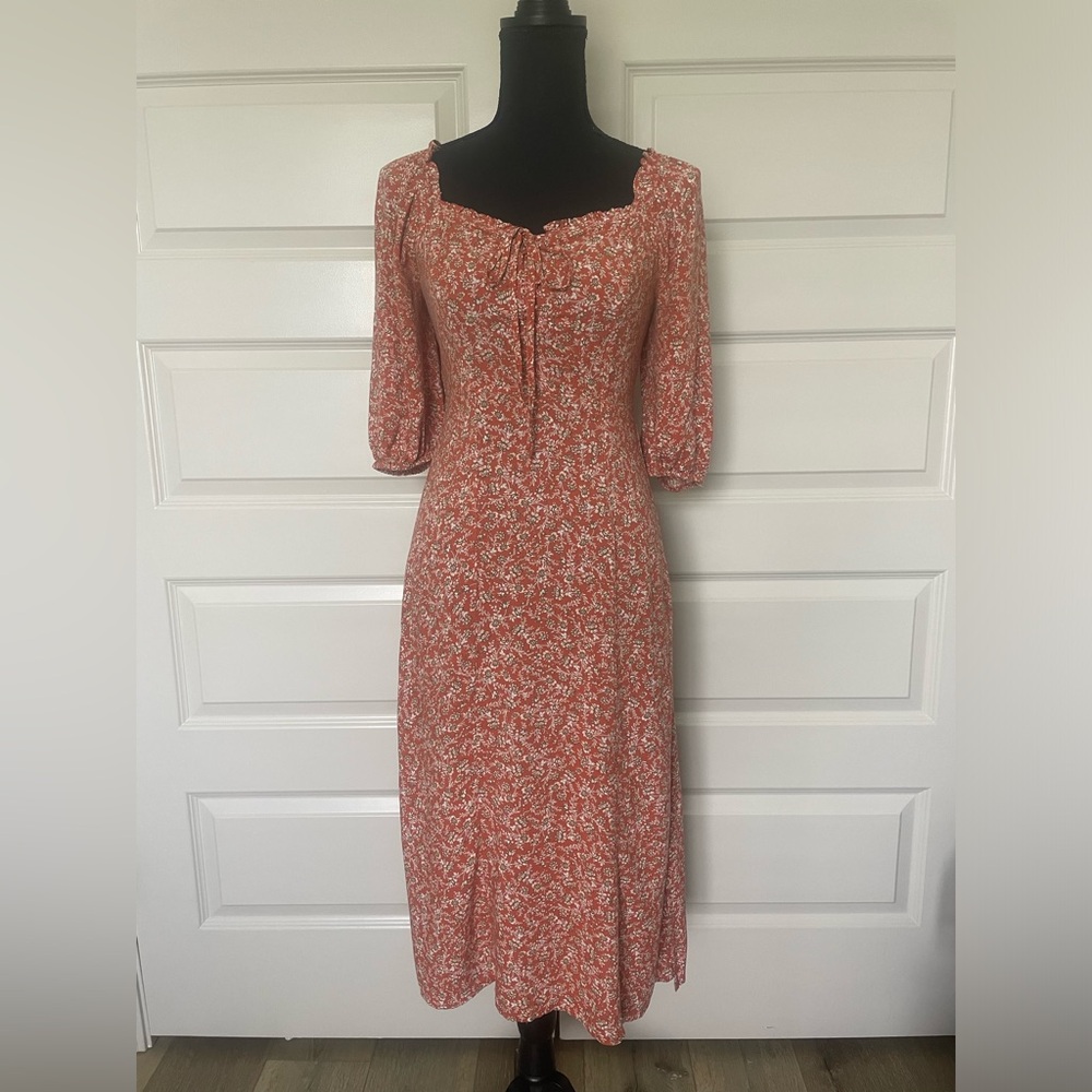 Sincerely Jules slide-slits midi prairie floral patterned dress Sz S